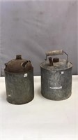 Set Of 2 Vintage Galvanized Gas Cans