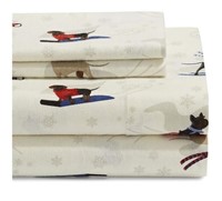 4Pc Distinctly Home Dog Sled Flannel Sheet Set,