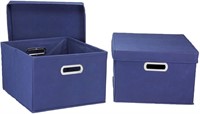 Household Essentials Nested Boxes with Lids, Navy,