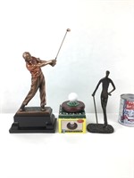 Statuettes golf bronze et cuivre & balle de golf