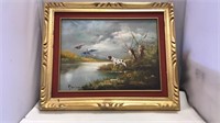 Signed Original “Manson “ Hunting Dog Oil Painting