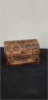 Hand carved wood trunk 6X 6.5 X9"