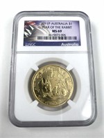 2011-P Silver AUS $1 Year of Rabbit MS69
