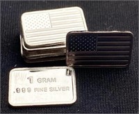 (10) 1g Silver Bar - American Flag