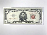1963 PQ Red Seal $5 Five Dollar Bill US