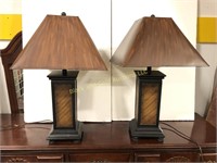 Pair of table lamps with square shades
