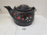 Painted cast iron tea pot