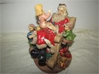 Plastic And Wood Statue Of Santa. 11" T