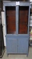 Early Blue Painted Cabinet No Glass