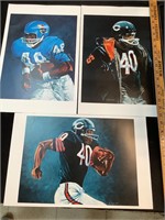 Lot of 3 Gale Sayers large prints