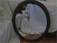 Oval Mirror in Wood Frame 30 1/2" T