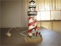 Ceramic Lighted Lighthouse 11" T