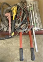 Bolts Cutters, 2 Pipe Wrenches, & Booster Cables