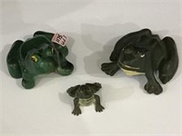 Lot of 3 Decorative Iron & Metal Frogs