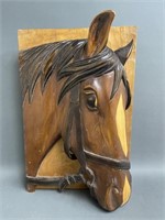 Large Wooden Hand Carved Horse Head