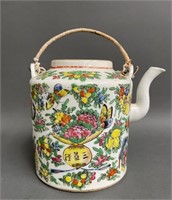 Chinese Decorated Early Tea Pot with Woven Handle