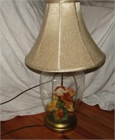 Glass & Floral Lamp 27 1/2" T