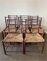 Set of 8 Rush Seat Chairs Circa 1820-40
