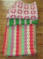 3 Knitted Throws 2 Top Are Baby Blankets