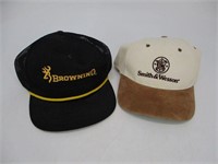Lot (2) Vintage Hats - Browning and S&W