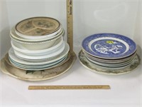 Large Group of Plates Inc. Blue Willow