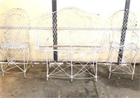 3 Pc. Rod Iron Bench and 2 Chairs very good shape