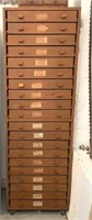 20 drawer Library Cabinet on Rollers
