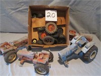 Lot of vintage metal toy tractors, & parts