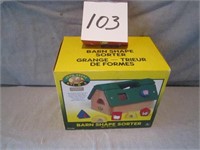John Deere kids barn shape sorter game with box
