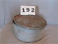 Galvanized container with lid, holes in bottom