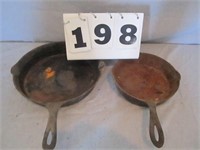 Lot of 2 cast iron skillets, 8” and 5”