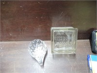 PAPER WEIGHT AND GLASS PIECE