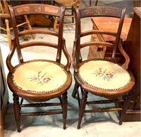 Nice pair of Walnut Needle point chairs
