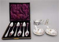 STERLING CONDIMENT SET WITH CITRUS SPOONS