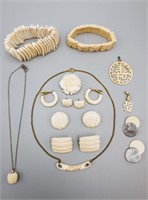QUANTITY IVORY, BONE AND OTHER EARRINGS