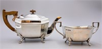 STERLING SILVER TEAPOT AND SUGAR BOWL, 1939
