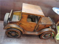 MOVABLE WOODEN CAR 26 1/2 LONG 15 TALL 11 WIDE