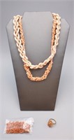 (2) CORAL? NECKLACES AND BAG LOOSE CORAL