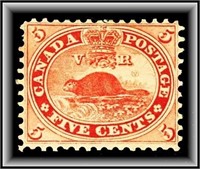 1859 FIVE CENT CANADIAN BEAVER STAMP