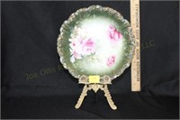 9-inch Hand Painted German Plate & Stand