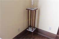 Marble top Fern stand and candle lamp 11X11X40