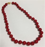 Red Coral Dyed Beaded Necklace