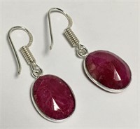 Natural Ruby Sterling Silver Earrings