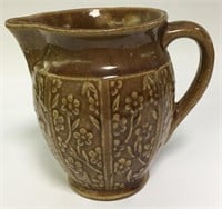Brown Majolica Floral Pitcher