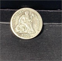 1876 Silver Seated Liberty DIme
