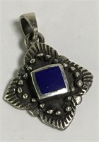 Sterling Silver Pendant With Blue Stone Inlay