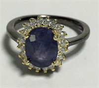 Natural Sapphire Sterling Black Rhodium Ring