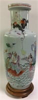 Oriental Hand Painted Porcelain Vase On Stand