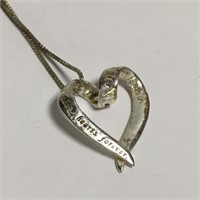 Italy Sterling Silver Heart Pendant Necklace