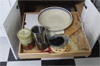 Contents of cabinet cutting boards, pasta bowls &